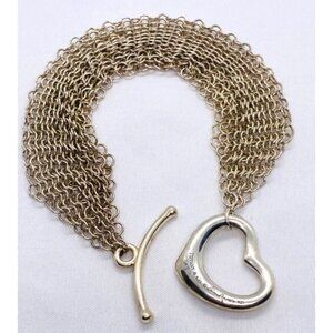 Tiffany & Co RARE Silver Peretti Open Heart Mesh Toggle Bracelet